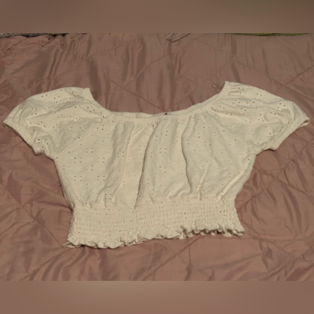 White Eyelet Crop Top